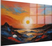 Abstracte zonsondergang schilderij - Zon glas schilderijen - Wanddecoratie abstractie - Muurdecoratie klassiek - Acrylaat - Woondecoratie - 120 x 80 cm 5mm