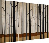 Bos - Abstract canvas schilderij - Schilderijen bomen - Landelijk schilderij - Canvas - Kantoor accessoires - 70 x 50 cm 18mm