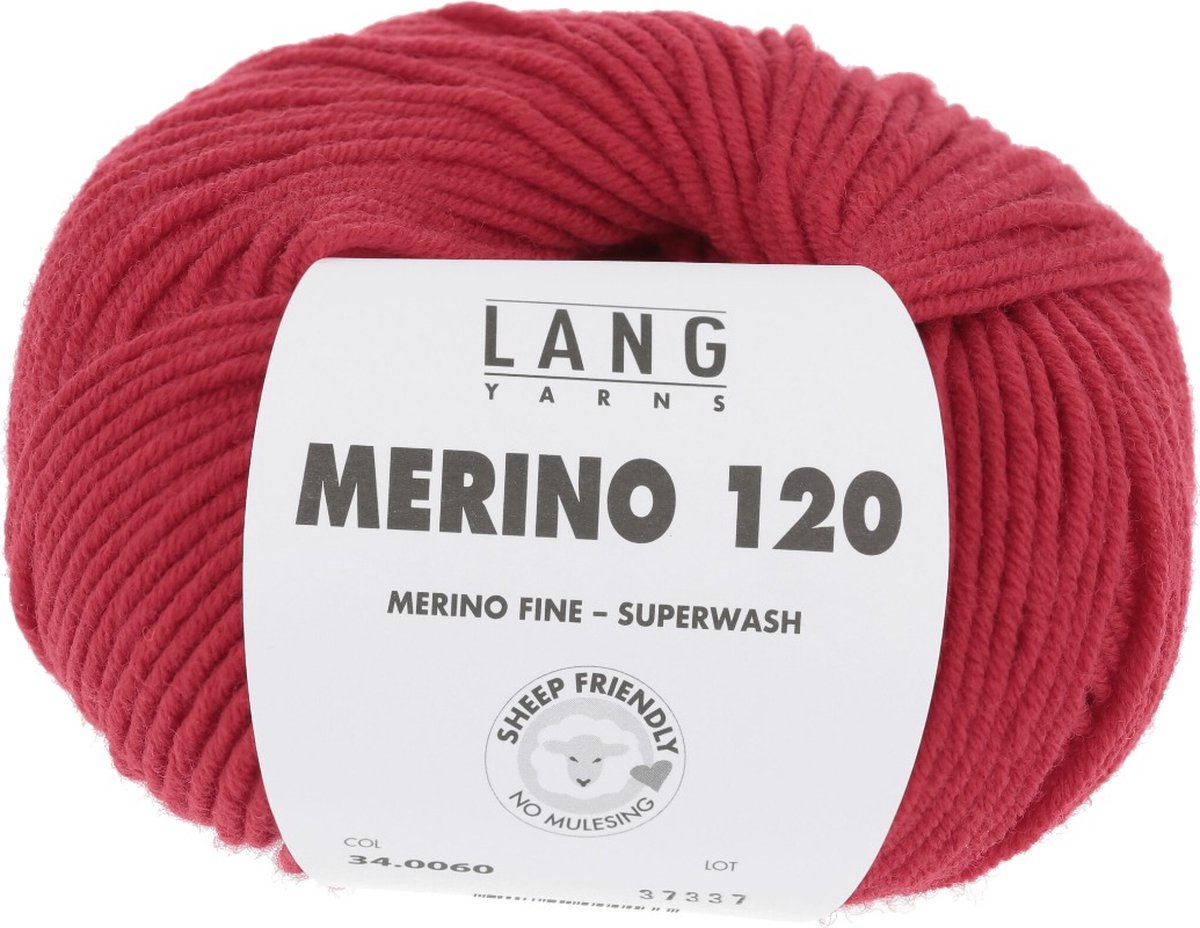 Lang Yarns Merino 120 - 60 rood - Merinowol Garen
