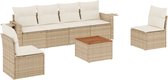 vidaXL - 7-delige - Loungeset - met - kussens - poly - rattan - beige