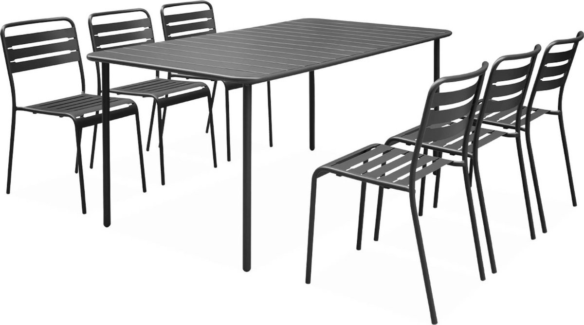 sweeek - Metalen tuintafel, amélia, 6 stoelen