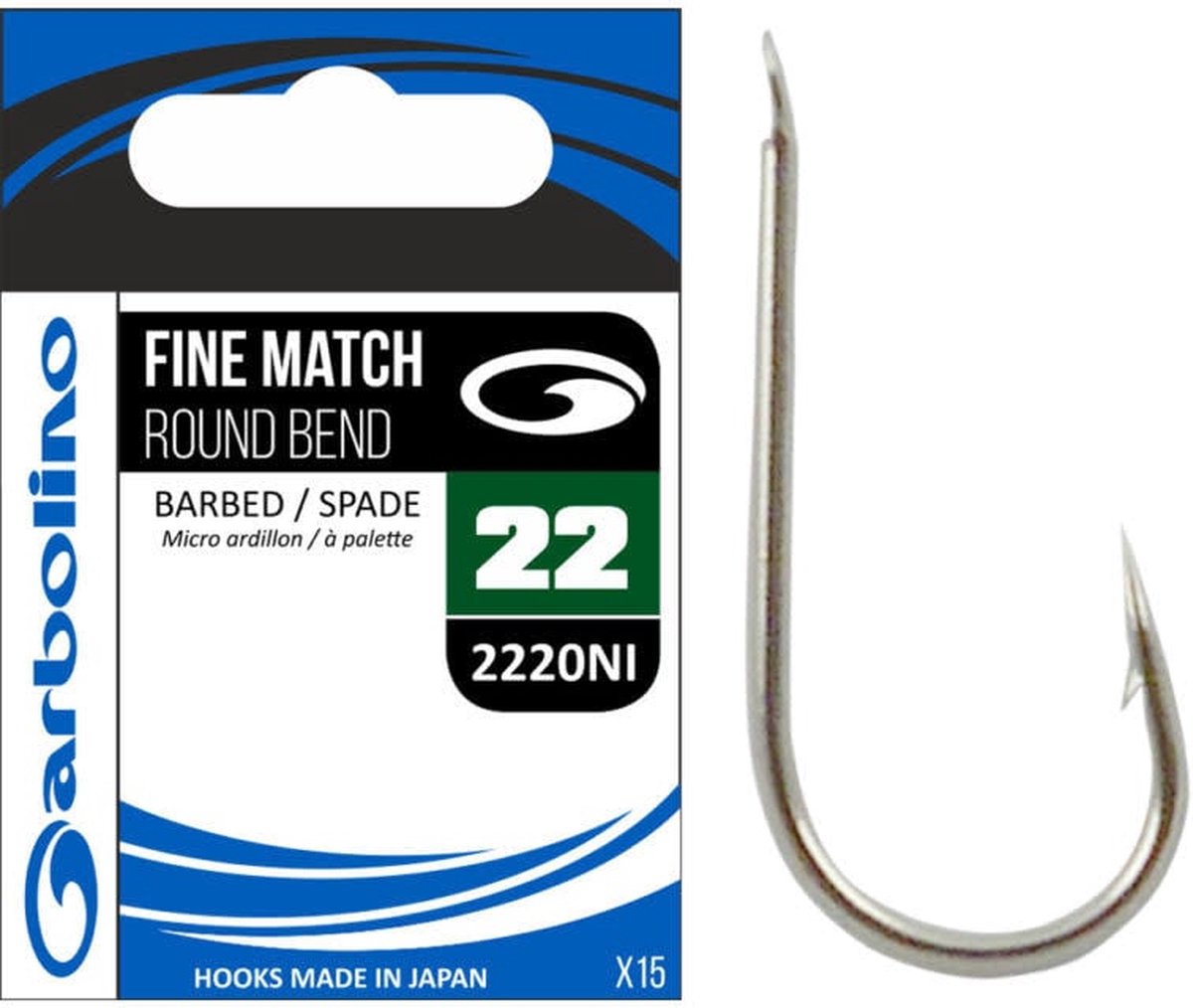 Garbolino Fine Match Round Bend Spade-Barbed (15 pcs) - Maat : 14