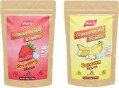 Muklo Mix Package Tranches de Fruits Lyophilisés (Banane, Fraise) 2x50Gr - Snack Sain - 100% Bio - 100% fruits