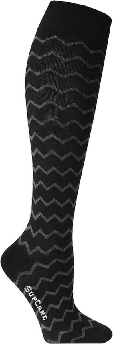 Supcare compressiekousen maat M (40-42) – electric black – trendy compressie sokken – steunkousen – ademend – gezwollen, vermoeide en pijnlijke benen & voeten – spataderen - dagelijks gebruik – vliegreizen – zwangerschap – dames en heren