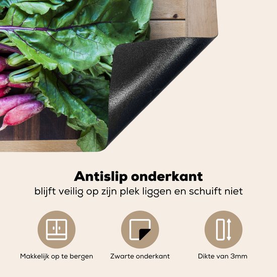KitchenYeah® Inductie beschermer 81.6x52.7 cm - Groente - Fruit - Houten kist - Kookplaataccessoires - Afdekplaat voor kookplaat - Inductiebeschermer - Inductiemat - Inductieplaat mat