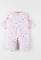 1-delige pyjama met dierenprint uit fluweel, lichtroze