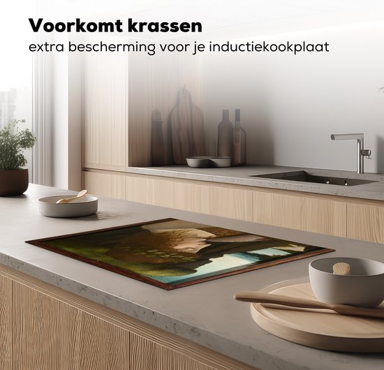 KitchenYeah® Inductie beschermer 71x52 cm - Narcissus - Leonardo da Vinci - Kookplaataccessoires - Afdekplaat voor kookplaat - Inductiebeschermer - Inductiemat - Inductieplaat mat