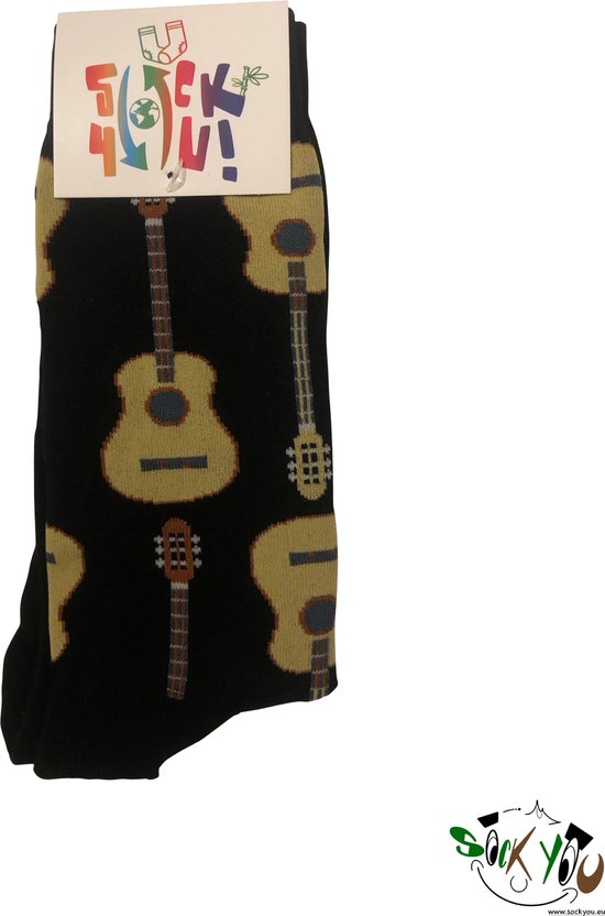 Sockyou sokken - 1 paar vrolijke Guitar katoen sokken maat 41-45