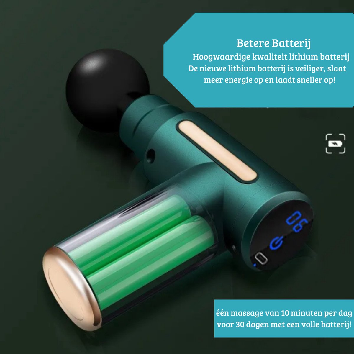 Afbeelding 3 van Fascia Massage Gun – Draadloos Massage Pistool – Diverse Opzetstukken – Mini – Lichtgewicht - Spier Ontspanning – Professioneel Massage Apparatuur – Verlichting van Pijn en Ongemak – Gericht op Nek en Cervicale Wervelkolom