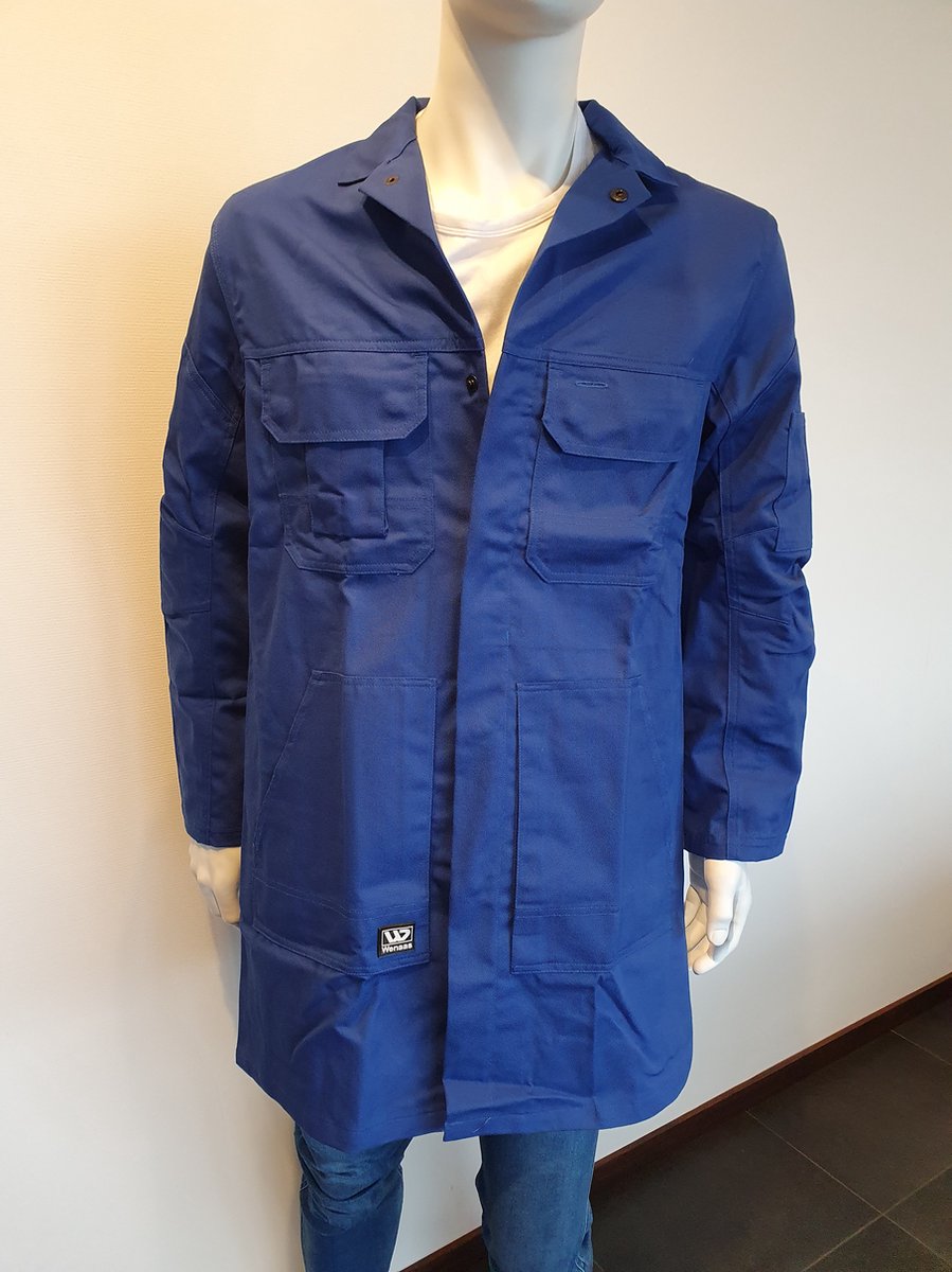 Wenaas - Stofjas | 65% Polyester/35% katoen - Korenblauw maat L [54-56] LET OP STOFJASSEN VALLEN VAAK GROOT UIT, NEEM EEN MAAT KLEINER