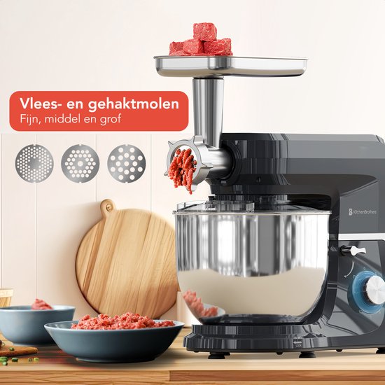 Robot Culinaire KitchenBrothers - Set Complet - 15 Accessoires de vêtements pour bébé - Robot Culinaire - 6L - 1500W - Anthracite