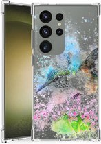 Telefoonhoesje Valbescherming Geschikt voor Samsung Galaxy S24 Ultra Telefoonhoesje met doorzichtige rand Vogel
