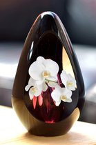 Crematie-as Urn Premium Design Glas met orchidee afbeelding -Urn met afbeelding dmv.hoge kwaliteit sign folie-Urn voor crematie-as-Deelbestemming urn Mens-Urn Dierbare-Herdenken- Urn Glas Bloem-60ml inhoud-Premium collectie-Transparant roze askamer