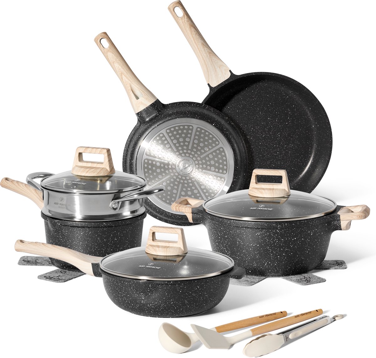 Just Perfecto 14 Delige Pannenset Inductie - Pannenset Met Deksel Voor Alle Waarmtebronnen