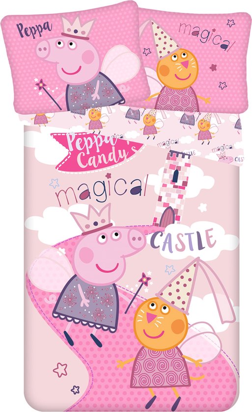 Foto: Peppa pig roze beddengoedset katoenen beddengoed voor kinderen 140x200cm oeko tex