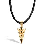 SERASAR Mannen Lederen Ketting [Arrow] - Goud 50cm - Vriendje Cadeau Idee