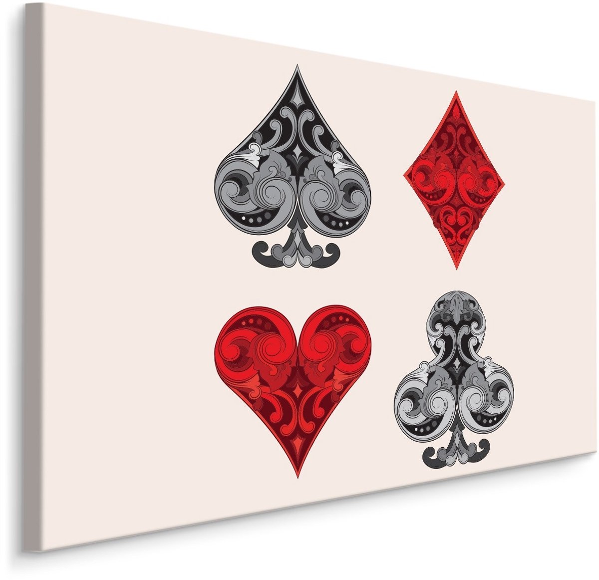 karo-art Schilderij - Speelkaart symbolen, premium print Multikleur