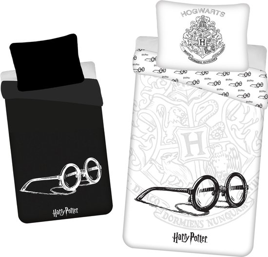 Harry Potter Zweinstein wit en zwart glow-in-the-dark beddengoed, katoenen beddengoed 140x200cm, OEKO-TEX