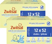 Zwitsal - Lingettes- Water & Soin au parfum Zwitsal - 1248 lingettes bébé - 24 x 52 pièces