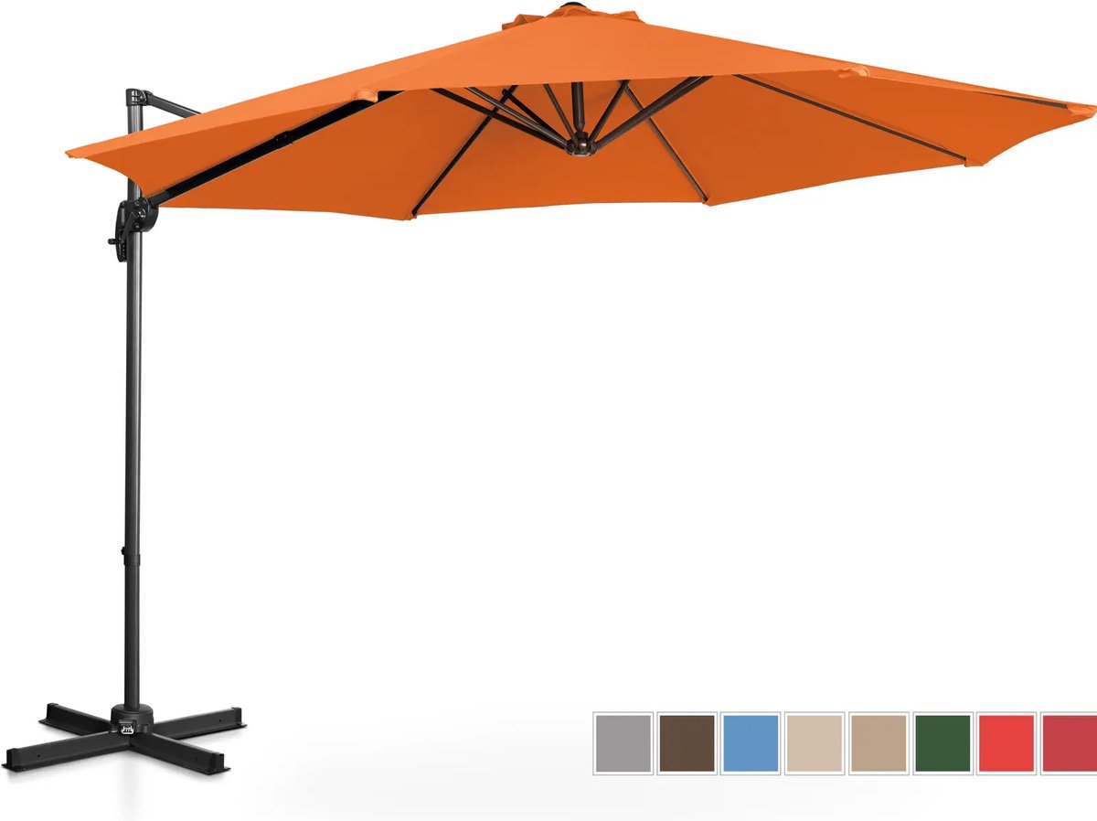 Uniprodo Parasol - Oranje - rond - Ø 300 cm - kantelbaar en draaibaar