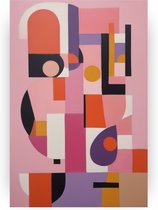 Roze abstractie bauhaus poster - Abstracte kunst wanddecoratie - Poster bauhaus - Vintage posters - Posters slaapkamer - Kantoor decoratie - 40 x 60 cm