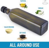 Olijfolie-dispenserfles voor keuken - glazen olijfoliefles met 2 tuiten, 2 verwijderbare kurken, 2 doppen en 1 trechter - oliefles voor keuken en opslag van vloeistoffen