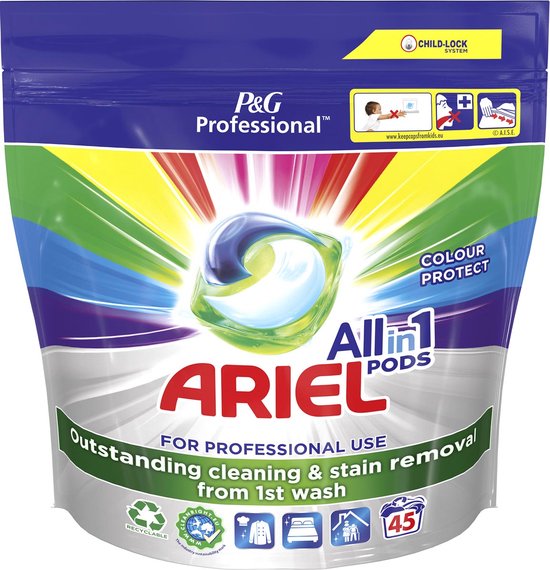 Ariel Professional wasmiddel All-in-1 Color, pak van 45 capsules