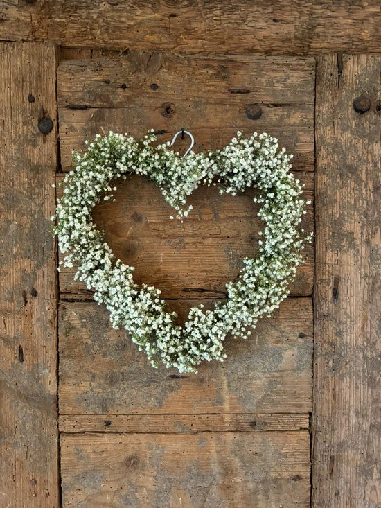 Hart hanger van witte Gyps bloemetjes/brievenbuspost/bloemenhart/liefde/bruiloft/cadeau/huwelijk/gift/handgemaakt/exclisief/bloem/moederdag/valentijn