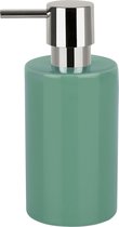 Pompe/distributeur de savon Spirella Sienna - vert sauge brillant - porcelaine - 16 x 7 cm - 300 ml - salle de bain/WC/cuisine