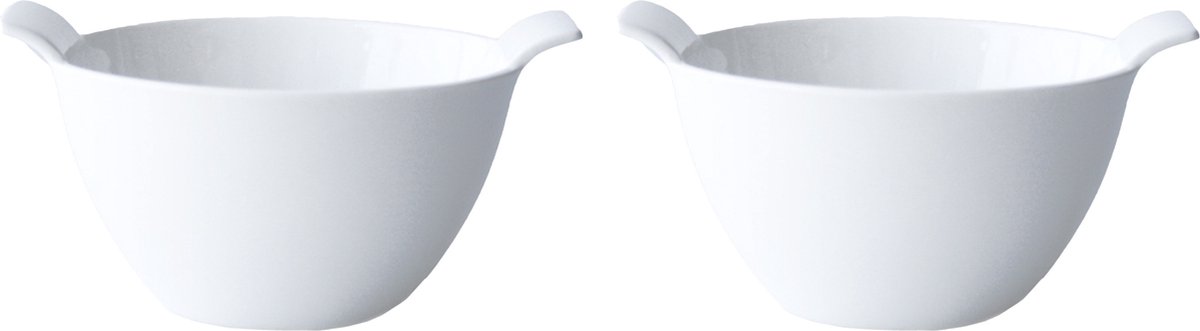 Cosy & Trendy Kommetjes/soepkommen voor dessert/ontbijt - 2x - Porselein - D12 x 7 cm - wit
