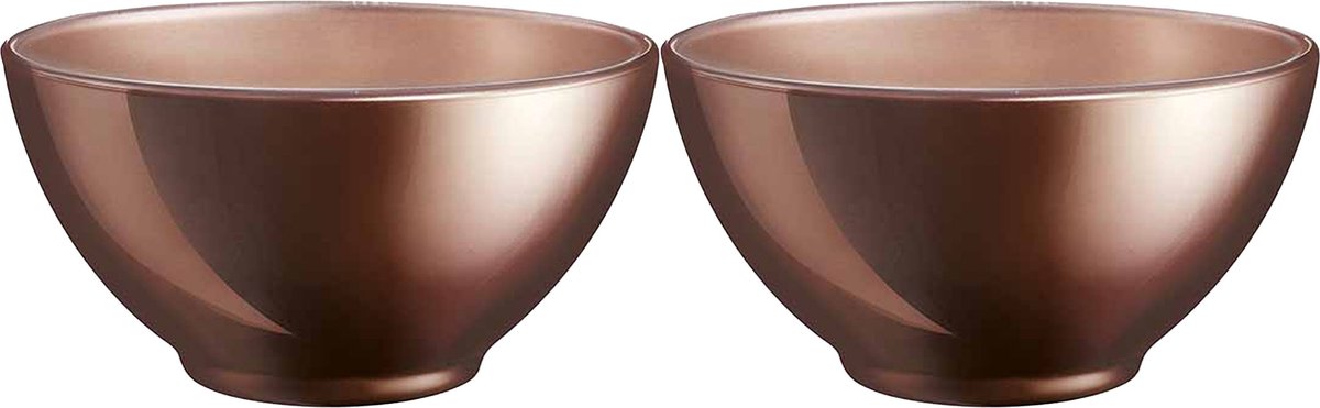 Luminarc Kommetjes/schaaltjes voor dessert/ontbijt - 2x - Glas - D13 x 6 cm - Chocolade bruin