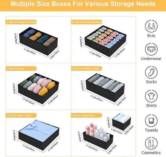 YUTUY Opbergsysteem,Opbergdozen voor ondergoed,set van 13 lade-organizer, Opbergdoos voor Kledingkast,Lade organizer opvouwbare,Lade Organisatoren,voor ondergoed, kleding, sjaals,sokken YUTUY Opbergsysteem,Opbergdozen voor ondergoed,set van 13 lade-organizer, Opbergdoos voor Kledingkast,Lade organizer opvouwbare,Lade Organisatoren,voor ondergoed, kleding, sjaals,sokken