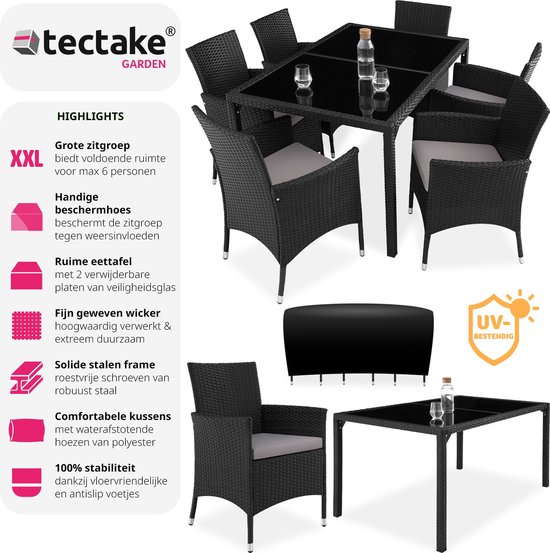tectake® Outdoor wicker zitgroep - Meubel voor 2 personen, 3-delig