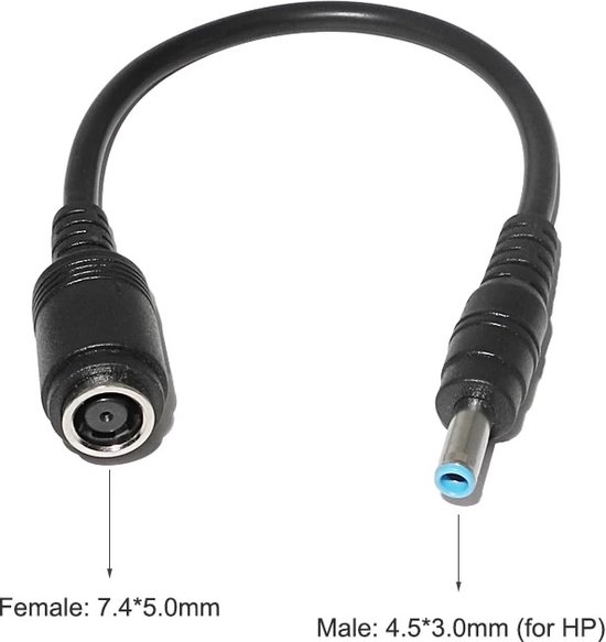 Foto: Verloopkabel geschikt voor o a hp 7 4mm smartpin adapter naar hp bluejack 4 5mm