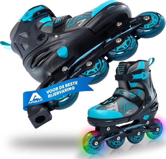 Apollo Champion, in Maat Verstelbare Inline Skates voor Jongens en Meisjes Vanaf Maat 31, Inline Skates Dames en Heren tot Maat 42, Hoge Kwaliteit Rolschaatsen met LED Wielen.