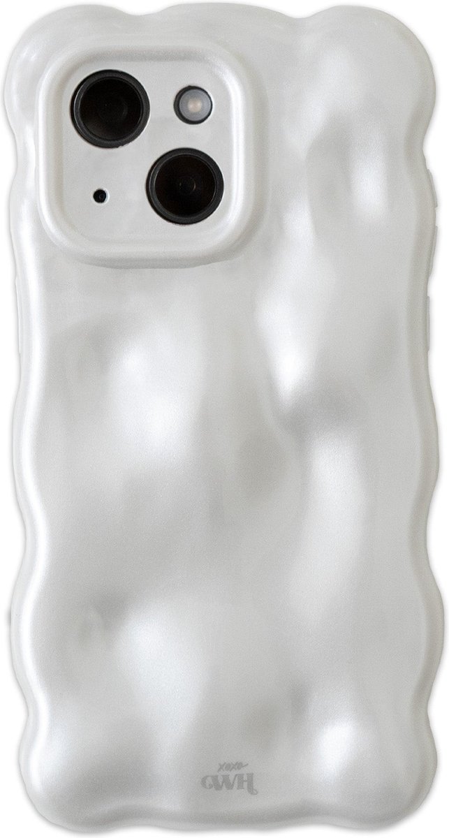 xoxo Wildhearts Bubbly case White telefoonhoesje - Geschikt voor iPhone 13 - Hoesje met bobbeltjes - Krullende golfvorm - schokbestendig - Wit