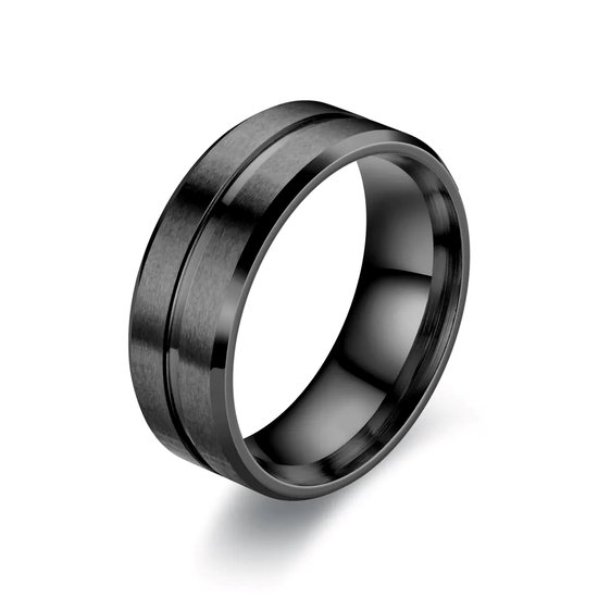 Walletstreet Wolfraam Band ring- RVS edelstaal-kleur-zwart -voor mannen en vrouwen-cadeau-Ideale geschenk