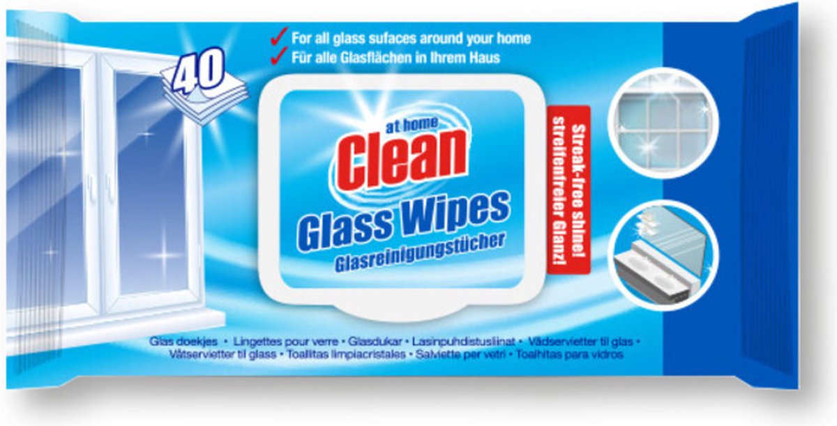 At Home Reinigingsdoekjes Glas - 6 x 40 stuks - Voordeelverpakking