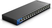 Linksys LGS116P - Commutateur réseau - Non géré - 16 ports - 1000 Mb/s - Compatible PoE - Noir