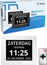 Tenify Digitale Dementieklok - Kalenderklok met Datum, Dag en Tijd - Alarmfunctie - Analoge - Dementie Klok - voor Ouderen - Wit