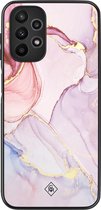 Casimoda® hoesje - Geschikt voor Samsung Galaxy A23 - Marmer roze paars - Zwart TPU Backcover - Marmer - Paars