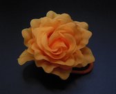 1 Grande rose avec pince canard + élastique orange - Carnaval