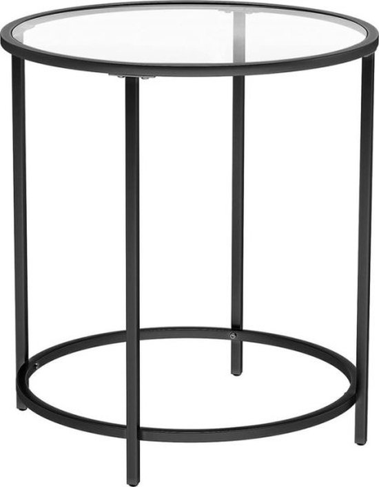 Versa Trento Bijzettafel voor woonkamer, slaapkamer of keuken. Moderne Salontafel, Afmetingen (H x B x H) 51 x 51 x 51 cm, Glas en Metaal, Kleur Zilver