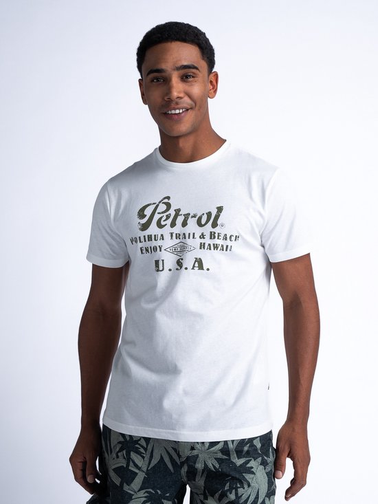 Petrol Industries - T-shirt pour hommes avec illustration Sandcastle - Wit - Taille XXXL