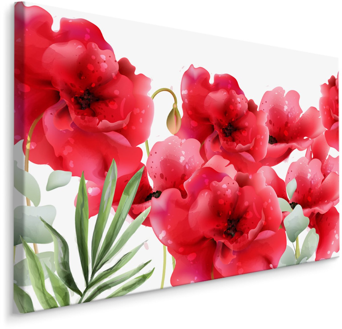 karo-art Schilderij - Prachtige Klaprozen in Retro style , Wanddecoratie , Premium print Multikleur