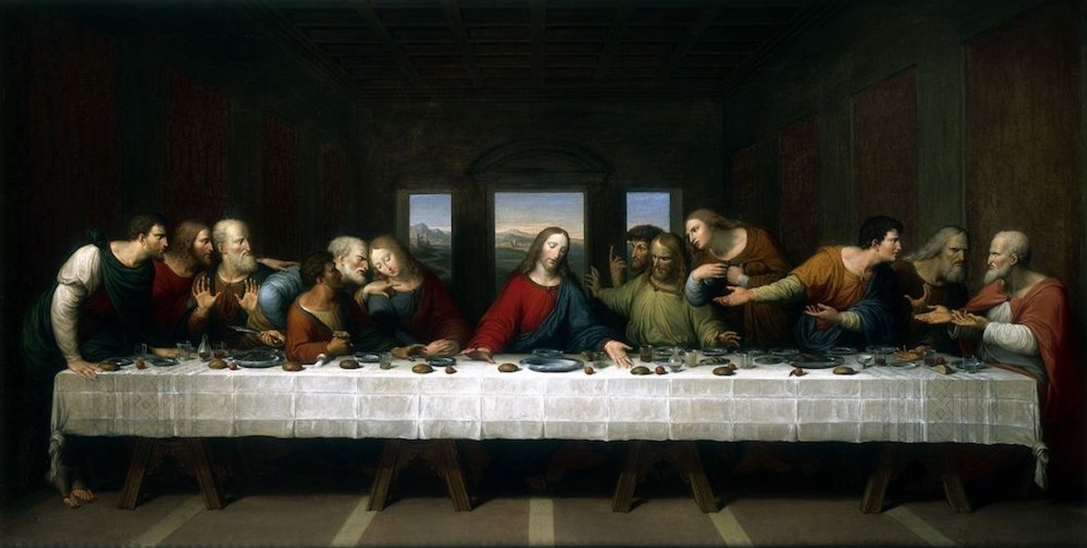 karo-art Schilderij - Last supper, Laatste avondmaal, Leonardo da Vinci, reproductie, 2 maten Multikleur