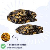 Zelesta� Wonderbed 4 Seizoenen Golden Leaves - 240x220cm - Dekbed voor het hele jaar - 30 dagen proefslapen - Bedrukt dekbed - Wasbaar dekbed zonder overtrek - Tweedelig met Drukknopen