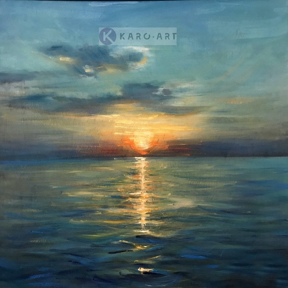 karo-art Schilderij - Zonsondergang , Multikleur , 3 maten , Wanddecoratie