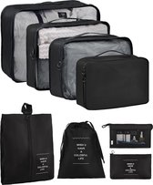 8 in 1 kofferorganisator verpakkingskubus bagage-organizer voor reizen waterdicht met 8 maten reistassen opslag waterdicht zwart