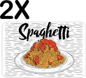 BWK Stevige Placemat - Hand Getekende Spaghetti - Set van 2 Placemats - 45x30 cm - 1 mm dik Polystyreen - Afneembaar